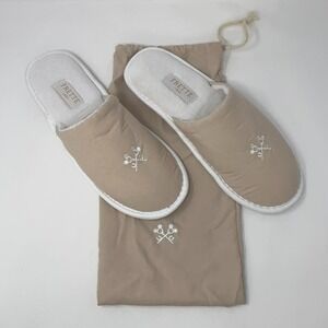 FRETTE 1860 Disney Spa Slippers Beige Draw String Mickey Mouse Cushion Comfort